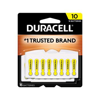 Duracell Size 10 Yellow Hearing Aid Batteries, 16/Pack