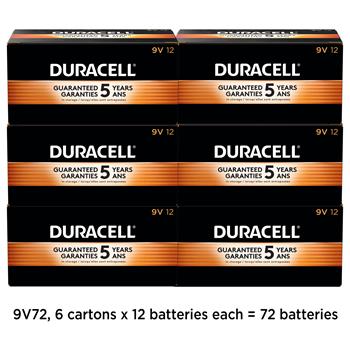 Duracell Coppertop 9V Alkaline Batteries, 72/Carton