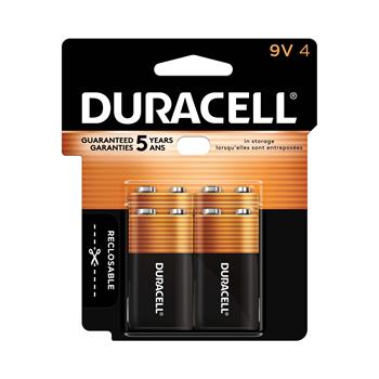 Duracell Coppertop 9V Alkaline Batteries, 4/Pack