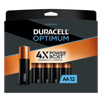 Duracell&#174; Optimum AA Batteries with Resealable Package, 12/PK