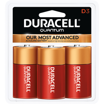 Duracell Quantum Alkaline Batteries with Duralock Power Preserve Technology, D, 3/Pk