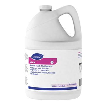 Diversey Crew Concentrated Shower/Tub/Tile Cleaner, Fresh Scent, 1 gal Bottle, 4/Carton