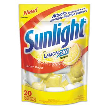 Sunlight Auto Dish Power Pacs, Lemon Scent, 1.5 oz Single Dose Pouches, 20/Pack
