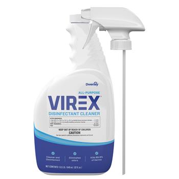 Diversey™ Virex All-Purpose Disinfectant Cleaner, Lemon Scent, 32oz Spray Bottle, 4/Carton