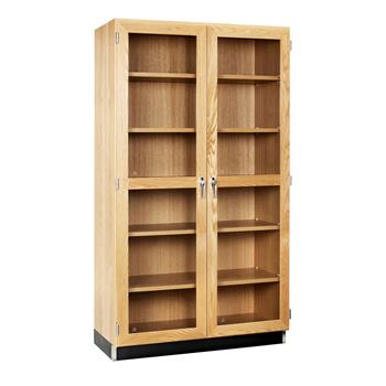 Diversified Woodcrafts Tall Storage Cabinet, Glass Doors, 36&quot;W x 22&quot;D x 84&quot;H, 6 Shelves, Oak