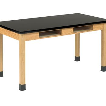 Diversified Woodcrafts Compartment Table, 30&quot;D x 60&quot;W x 36&quot;H, Epoxy Top, Black/Oak