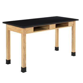 Diversified Woodcrafts Compartment Table, 24&quot;D x 54&quot;W x 30&quot;H, ChemGuard Top, Black/Oak