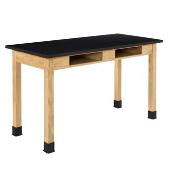 Diversified Woodcrafts Compartment Table, 24&quot;D x 54&quot;W x 36&quot;H, ChemGuard Top, Black/Oak