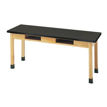 Diversified Woodcrafts Compartment Table, 24&quot;D x 72&quot;W x 30&quot;H, ChemGuard Top, Black/Oak