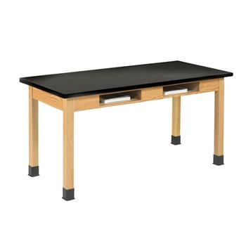Diversified Woodcrafts Compartment Table, 24&quot;D x 60&quot;W x 30&quot;H, ChemGuard Top, Black/Oak