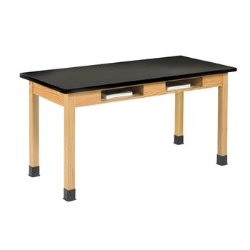 Diversified Woodcrafts Compartment Table, 24&quot;D x 60&quot;W x 36&quot;H, ChemGuard Top, Black/Oak