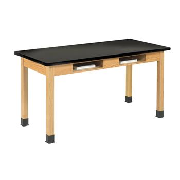 Diversified Woodcrafts Compartment Table, 24&quot;D x 60&quot;W x 36&quot;H, Epoxy Top, Black/Oak