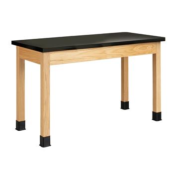Diversified Woodcrafts Plain Apron Table, 24&quot;D x 48&quot;W x 30&quot;H, ChemGuard Top, Black/Oak