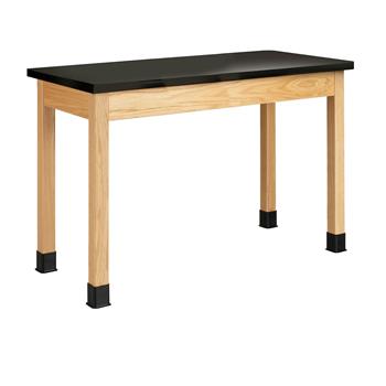 Diversified Woodcrafts Plain Apron Table, 24&quot;D x 48&quot;W x 36&quot;H, ChemGuard Top, Black/Oak