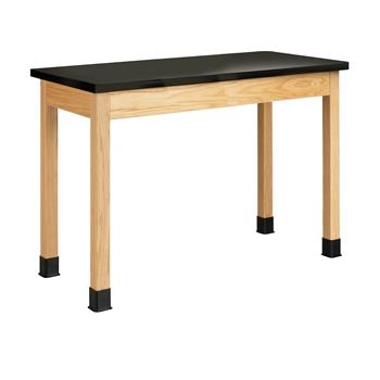 Diversified Woodcrafts Plain Apron Table, 24&quot;D x 48&quot;W x 36&quot;H, Epoxy Top, Black/Oak