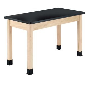 Diversified Woodcrafts Plain Apron Table, 24&quot;D x 48&quot;W x 30&quot;H, Epoxy Top, Black/Maple