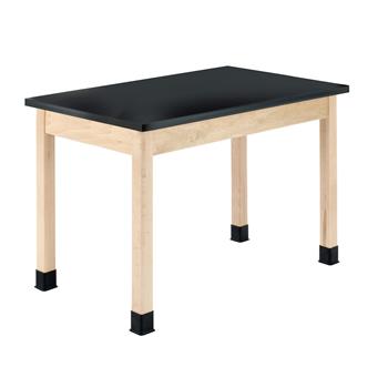 Diversified Woodcrafts Plain Apron Table, 24&quot;D x 48&quot;W x 36&quot;H, Epoxy Top, Black/Maple