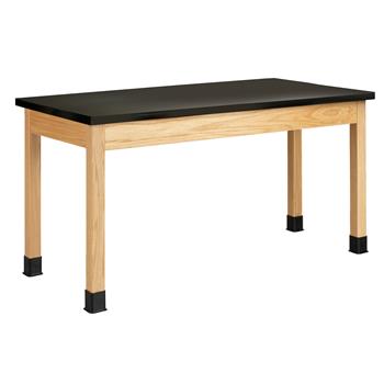 Diversified Woodcrafts Plain Apron Table, 30&quot;D x 60&quot;W x 30&quot;H, ChemGuard Top, Black.Oak