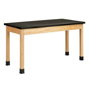 Diversified Woodcrafts Plain Apron Table, 30&quot;D x 60&quot;W x 36&quot;H, Epoxy Top, Black.Oak