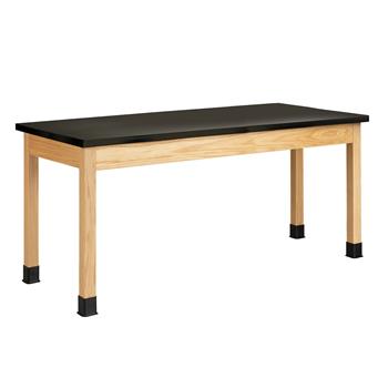 Diversified Woodcrafts Plain Apron Table, 30&quot;D x 72&quot;W x 30&quot;H, ChemGuard Top, Black/Oak