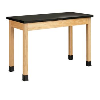 Diversified Woodcrafts Plain Apron Table, 24&quot;D x 54&quot;W x 36&quot;H, Epoxy Top, Black/Oak