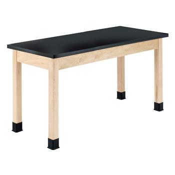 Diversified Woodcrafts Plain Apron Table, 24&quot;D x 54&quot;W x 30&quot;H, Epoxy Top, Black/Maple
