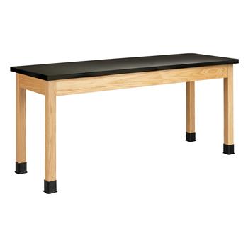 Diversified Woodcrafts Plain Apron Table, 24&quot;D x 72&quot;W x 30&quot;H, ChemGuard Top, Black/Oak