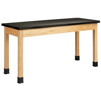 Diversified Woodcrafts Plain Apron Table, 24&quot;D x 60&quot;W x 30&quot;H, ChemGuard Top, Black/Oak