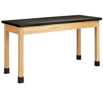 Diversified Woodcrafts Plain Apron Table, 24&quot;D x 60&quot;W x 36&quot;H, ChemGuard Top, Black/Oak