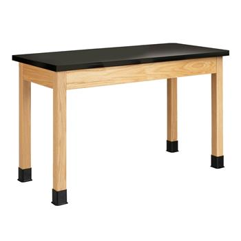Diversified Woodcrafts Plain Apron Table, 24&quot;D x 60&quot;W x 30&quot;H, Phenolic Top, Black/Oak