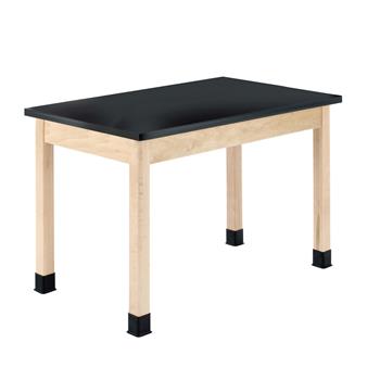 Diversified Woodcrafts Plain Apron Table, 24&quot;D x 60&quot;W x 30&quot;H, Epoxy Top, Black/Maple