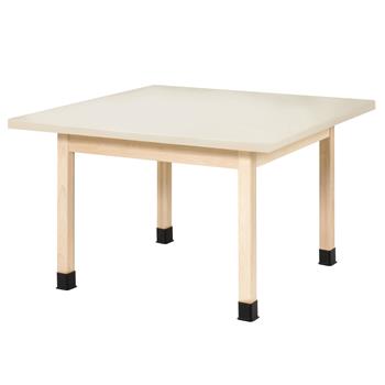 Diversified Woodcrafts Four-Station Table, 48&quot;W x 48&quot;D x 30&quot;H, Almond/Maple