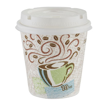Dixie Perfectouch 10oz Insulated Paper Hot Coffee Cup &amp; Lid Sets, 300 Cups, 300 Lids, 600/Carton