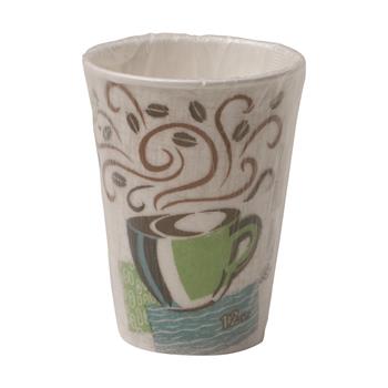 Dixie PerfecTouch Insulated Wrapped Hot Coffee Cups, 12 oz, Paper, Coffee Design, 1000/Carton