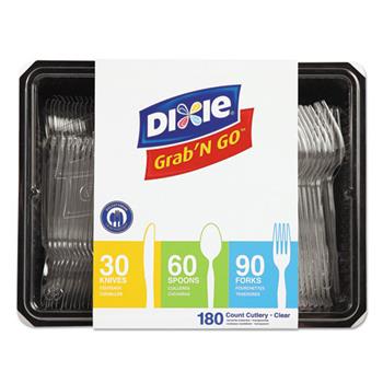 Dixie Combo Pack, Tray w/Clear Plastic Utensils, 90 Forks, 30 Knives, 60 Spoons