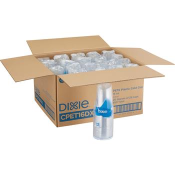 Dixie Translucent Plastic Cold Cups, 16oz, 25/Sleeve, 20 Sleeves/Carton