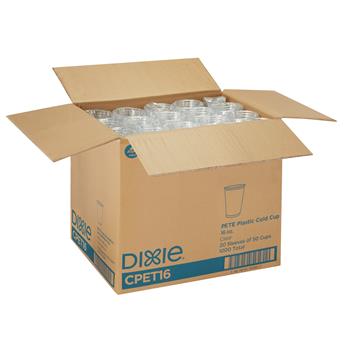 Dixie 16 oz Pete Plastic Cold Cups, Clear, 1,000/Carton