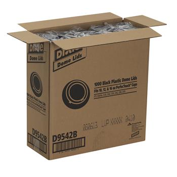 Dixie Dome Plastic Hot Cup Lids, Large, Black, 1,000 Lids/Carton