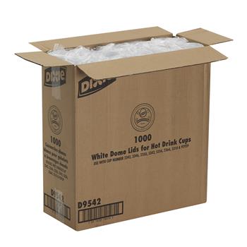Dixie Dome Plastic Hot Cup Lids, Large, White, 1,000 Lids/Carton