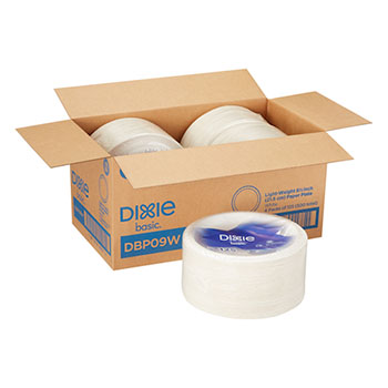 Dixie Basic Round Plates, Lightweight, Paper, 8 1/2&quot;, White, 500 Plates/Carton