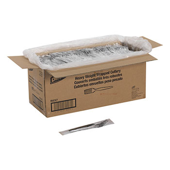Dixie Heavy-Weight Disposable Plastic Forks, Individually Wrapped, Black, 1,000/Carton