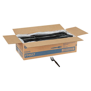 Dixie&#174; Medium-Weight Disposable Plastic Forks, Black, 1,000/Carton