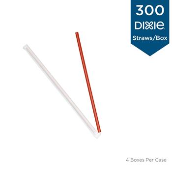 Dixie&#174; Giant Wrapped Plastic Straws, 10.25&quot; Red, 1,200/Carton