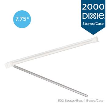 Dixie Jumbo Wrapped Plastic Straws, 7.75 in., Clear, 2,000/Carton
