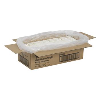 Dixie Medium-Weight Polypropylene Disposable Plastic Teaspoons, White, 1,000/Carton