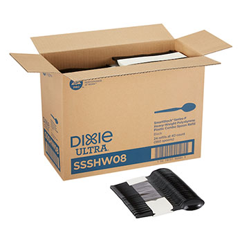 Dixie Ultra Smartstock&#160;Series-F Heavy-Weight Plastic Combo Spoon Refill, Black, 960/Carton