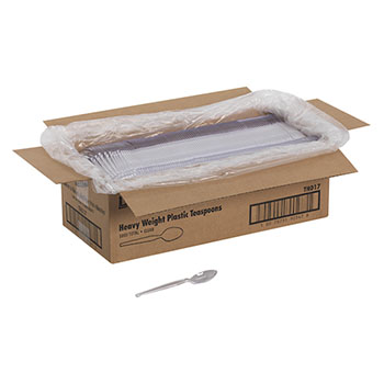 Dixie Heavy-Weight Disposable Plastic Teaspoons, Crystal, 1,000/Carton