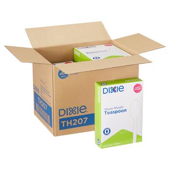 Dixie Teaspoons, Heavy Weight, Plastic, 6&quot; L, White, 100 Teaspoons/Box, 10 Boxes/Carton