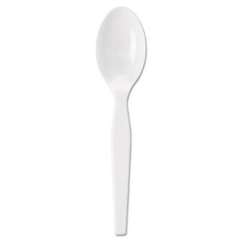 Dixie Individually Wrapped Disposable Teaspoons, Medium Weight, Plastic, 6&quot; L, White, 1000 Teaspoons/Carton