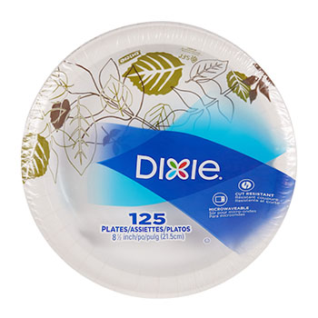 Dixie&#174; Pathways Soak-Proof Shield Medium Weight Paper Plates, 8-1/2&quot;, Green/Burgundy, 125/PK